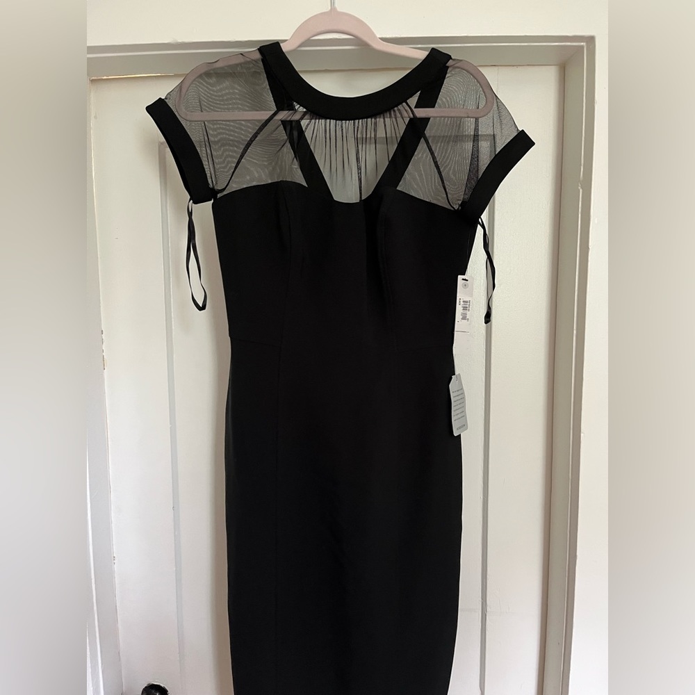 Maggy London sheer detail black dress